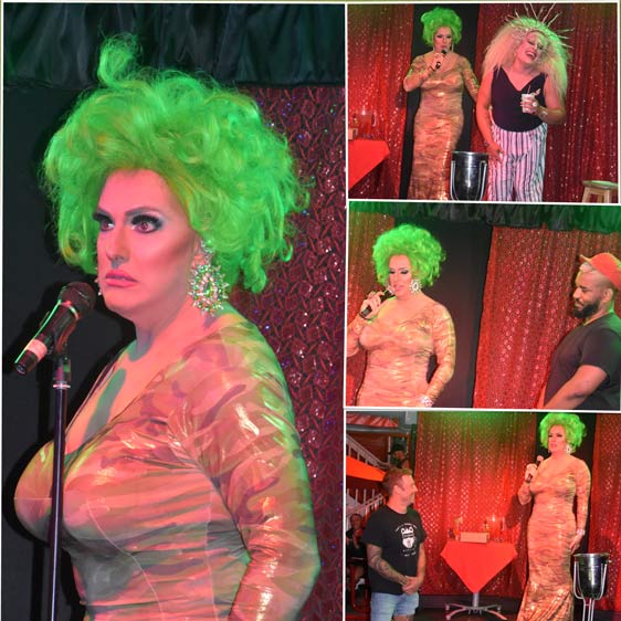 1. Hedda Lettuce, 2. Hedda Lettuce & Homecoming Queen Davida Jones, 3. Hedda Lettuce & Lola Rose, 4. a suitor for Hedda Lettuce - photos by Bruce-Michael Gelbert