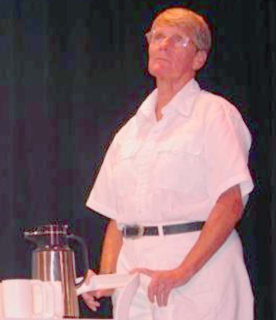 Pat Wagnis in rehearsal for "Way Overboard" at the Cherry Grove Community House on August 26, 2005
