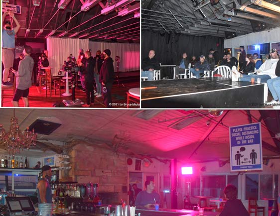 "Fire Island" crew, with DJ Chuck McTague - company waits to see screening of scenes from "Fire Island" - scene from "Fire Island" - photos by Bruce-Michael Gelbert 